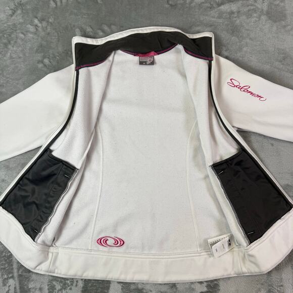 VTG Y2K Salomon white soft shell fleece lined activewear jacket womens Small - Picture 3 of 11